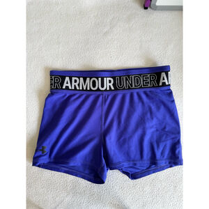 Women's Under Armour bike Shorts Size S Purple Athletic waistband logo
